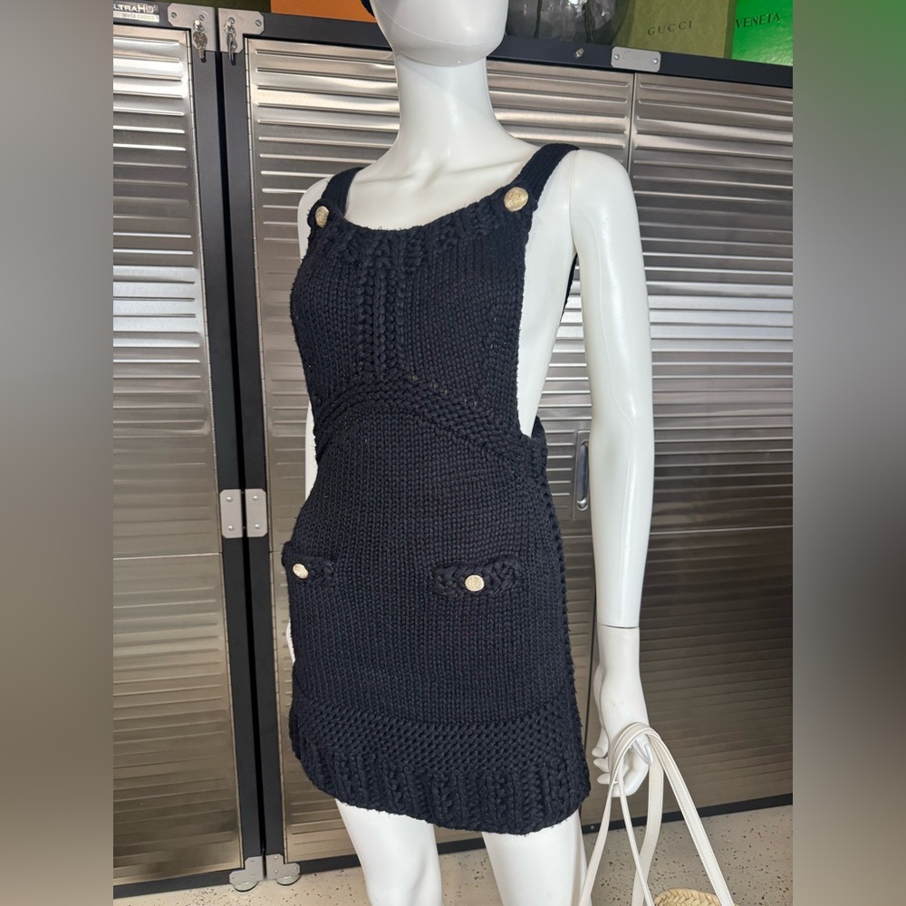 CHANEL Black Knit Mini Dress